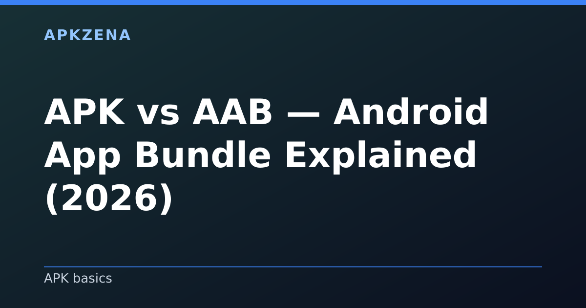 Illustration for the article “APK vs AAB — Android App Bundle Explained (2026)”, Android guides on APK basics