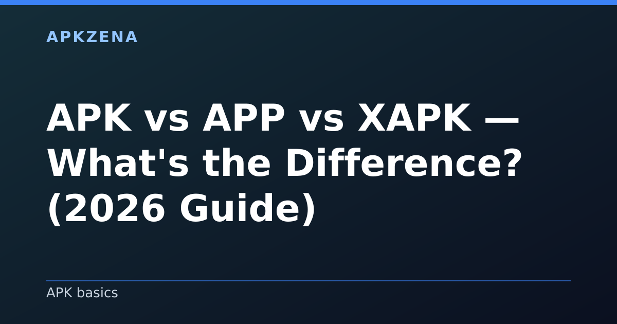 Illustration for the article “APK vs APP vs XAPK — What's the Difference? (2026 Guide)”, Android guides on APK basics