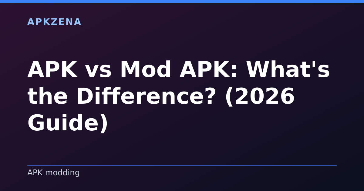 Illustration for the article “APK vs Mod APK: What's the Difference? (2026 Guide)”, Android guides on APK modding