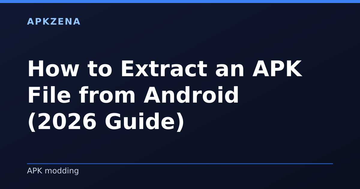 Illustration for the article “How to Extract an APK File from Android (2026 Guide)”, Android guides on APK modding