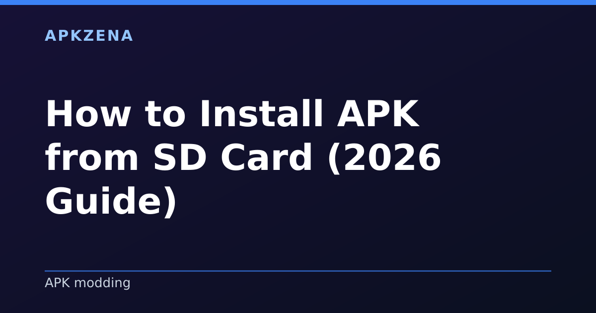 Illustration for the article “How to Install APK from SD Card (2026 Guide)”, Android guides on APK modding