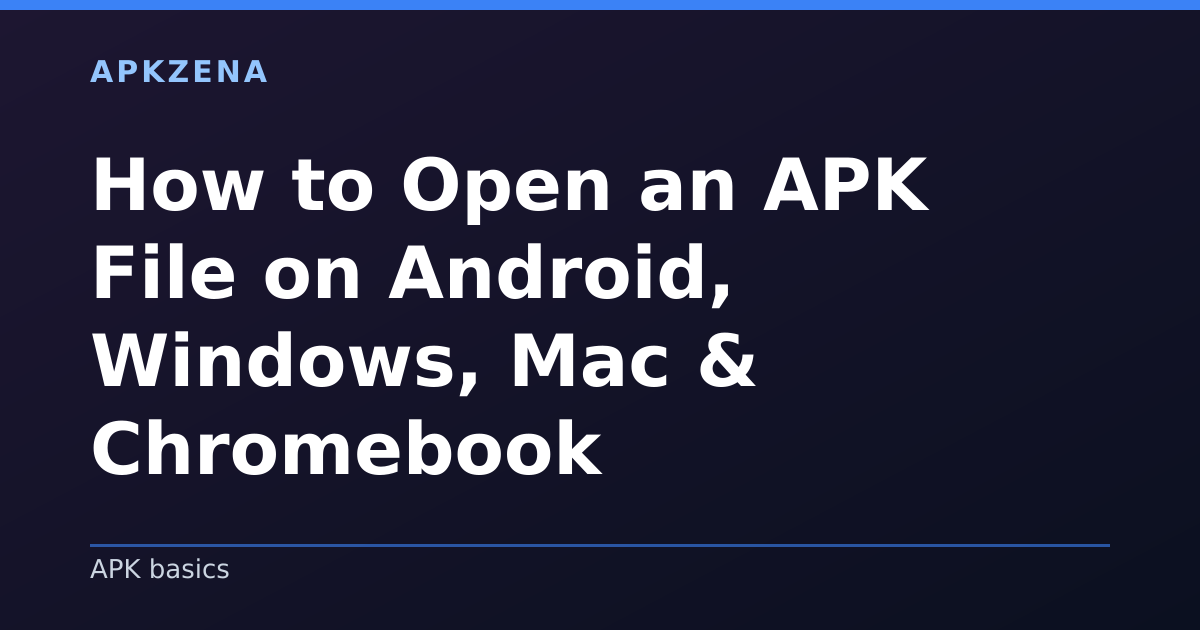 Illustration for the article “How to Open an APK File on Android, Windows, Mac & Chromebook”, Android guides on APK basics